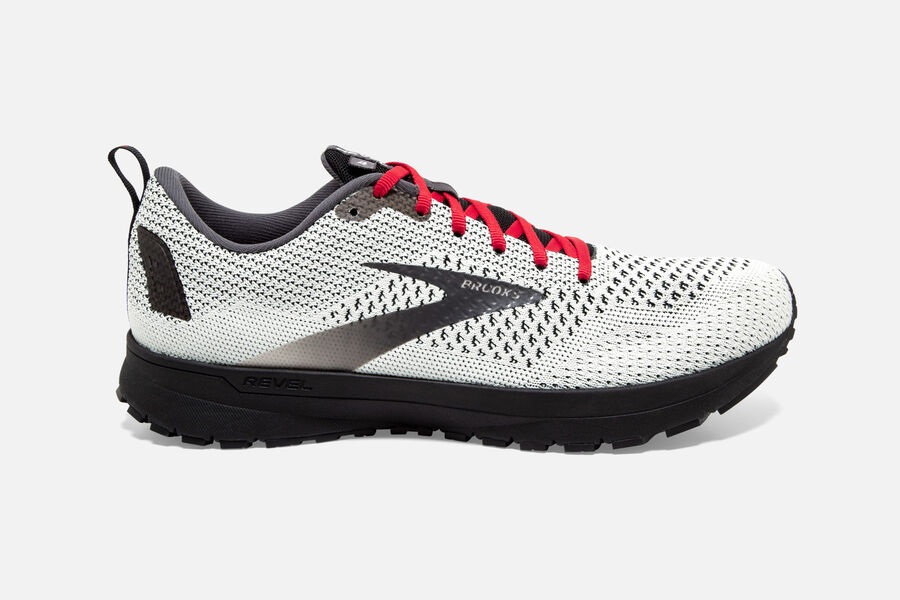 Brooks Running Shoes - Revel 4 Road Mens - White/Black/Red - ZYA-891034